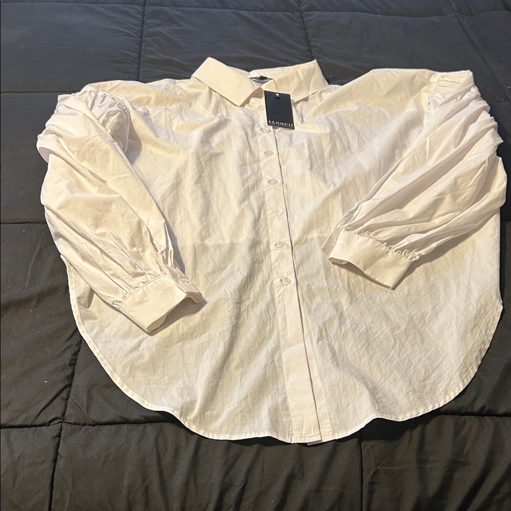 White Long Sleeve Shirt Crop Top